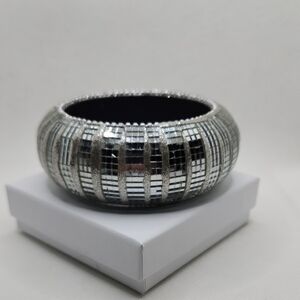 Stunning Silvertone Mirror Mosaic Bangle
